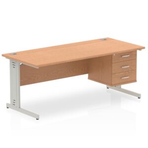 Surge 1800mm Cable Managed Straight Desk With Single Fixed Pedestal - Image 15