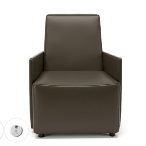 Meridian 69cm Wide Armchair in Cristina Marrone Ultima Faux Leather with Socket - Image 17