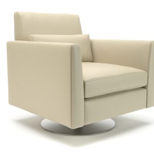 Eden 90cm Wide Swivel Armchair in Cristina Marrone Ultima Faux Leather - Image 3