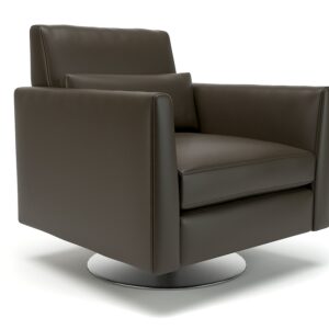 Eden 90cm Wide Swivel Armchair in Cristina Marrone Ultima Faux Leather - Image 9