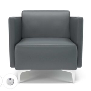 Sonoma Slim Arm 75cm Wide Armchair in Cristina Marrone Ultima Faux Leather with Socket - Image 2