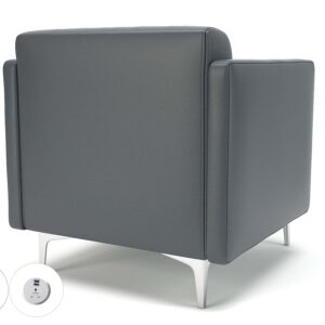 Sonoma Slim Arm 75cm Wide Armchair in Cristina Marrone Ultima Faux Leather with Socket - Image 9