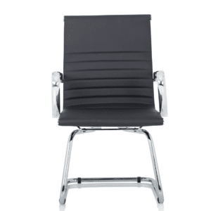 Orleans Black Leather Cantilever Visitor Chair with Arms - Image 2