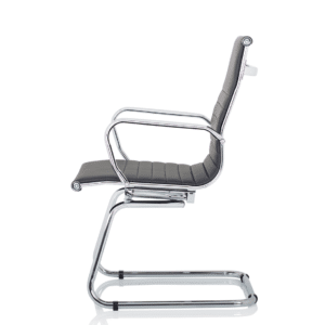 Orleans Black Leather Cantilever Visitor Chair with Arms - Image 4