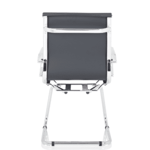 Orleans Black Leather Cantilever Visitor Chair with Arms - Image 5