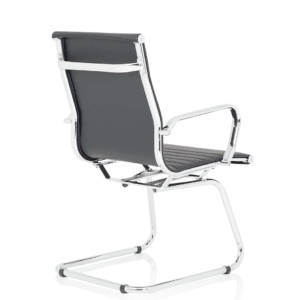 Orleans Black Leather Cantilever Visitor Chair with Arms - Image 6
