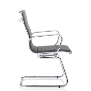 Orleans Black Leather Cantilever Visitor Chair with Arms - Image 7