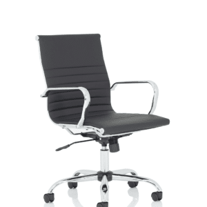 Orleans Black Leather Executive Office Chair with Arms