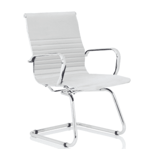 Orleans Black Leather Cantilever Visitor Chair with Arms - Image 8