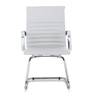 Orleans Black Leather Cantilever Visitor Chair with Arms - Image 9