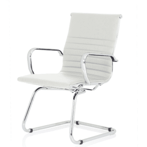 Orleans Black Leather Cantilever Visitor Chair with Arms - Image 10