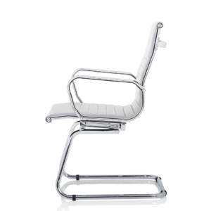 Orleans Black Leather Cantilever Visitor Chair with Arms - Image 11