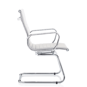 Orleans Black Leather Cantilever Visitor Chair with Arms - Image 14
