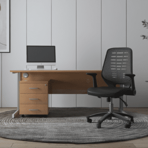 Surge 1600mm Cantilever Straight Desk With Mobile Pedestal and PassPro Black Back Operator Chair - Image 28
