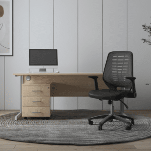 Surge 1600mm Cantilever Straight Desk With Mobile Pedestal and PassPro Black Back Operator Chair - Image 29