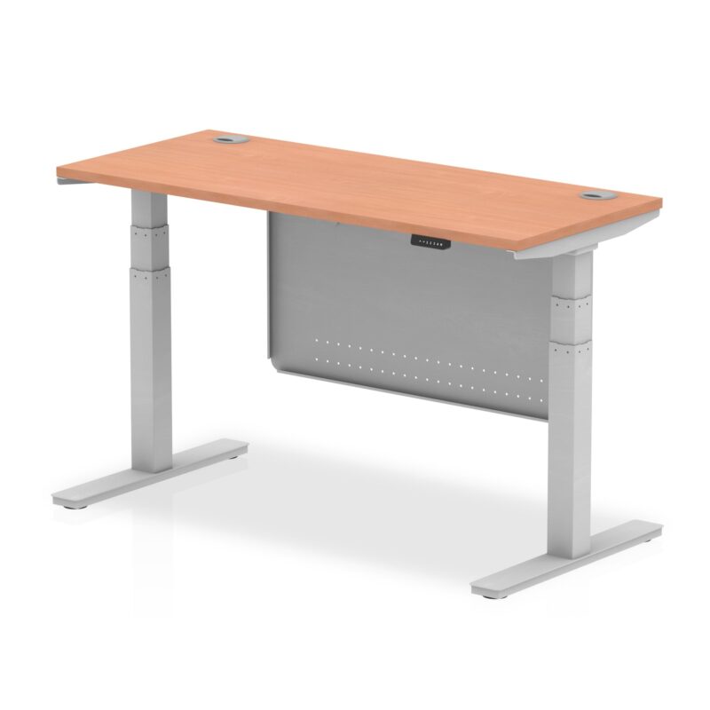 OE - Breeze Height Adjustable Slimline Desk with Cable Ports with Steel Modesty Panel - Image 3