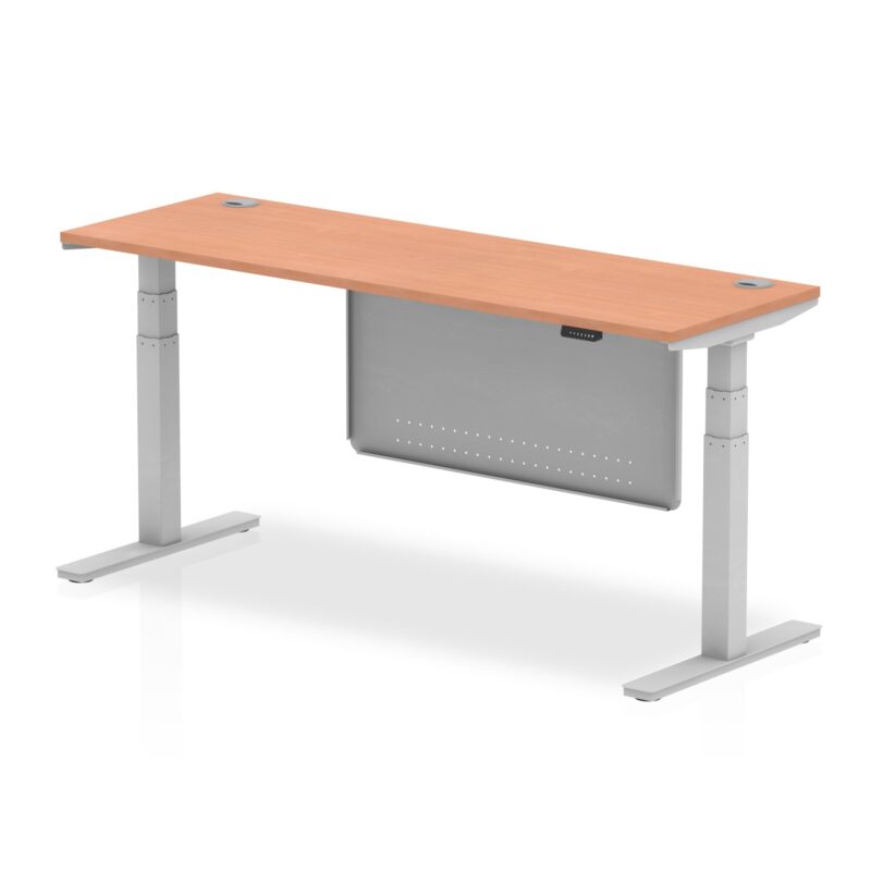 OE - Breeze Height Adjustable Slimline Desk with Cable Ports with Steel Modesty Panel - Image 5