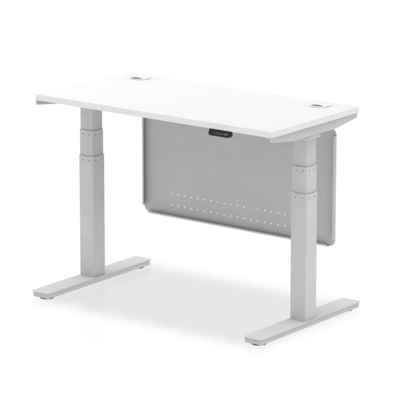 OE - Breeze Height Adjustable Slimline Desk with Cable Ports with Steel Modesty Panel - Image 10
