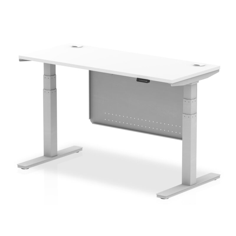 OE - Breeze Height Adjustable Slimline Desk with Cable Ports with Steel Modesty Panel - Image 11