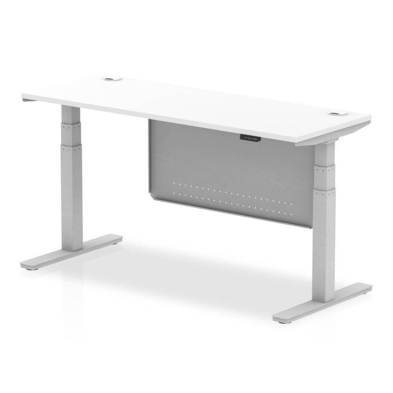 OE - Breeze Height Adjustable Slimline Desk with Cable Ports with Steel Modesty Panel - Image 12