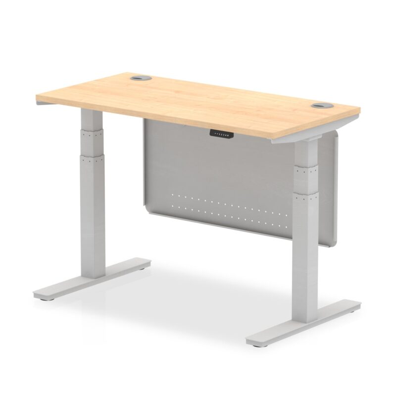 OE - Breeze Height Adjustable Slimline Desk with Cable Ports with Steel Modesty Panel - Image 14