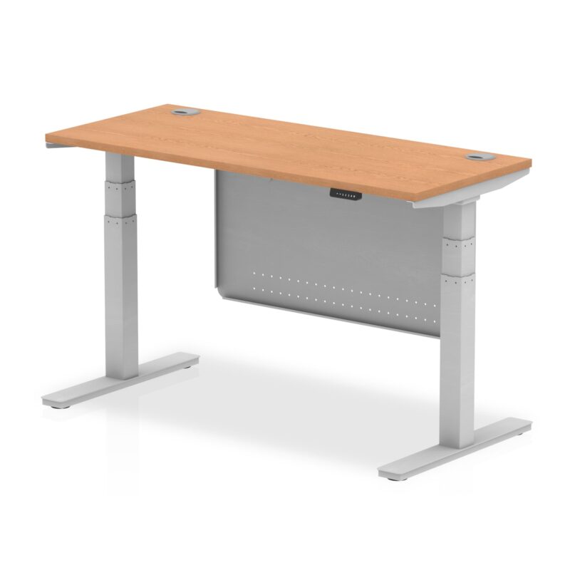 OE - Breeze Height Adjustable Slimline Desk with Cable Ports with Steel Modesty Panel - Image 19