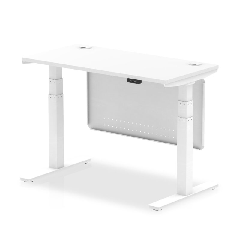 OE - Breeze Height Adjustable Slimline Desk with Cable Ports with Steel Modesty Panel - Image 30