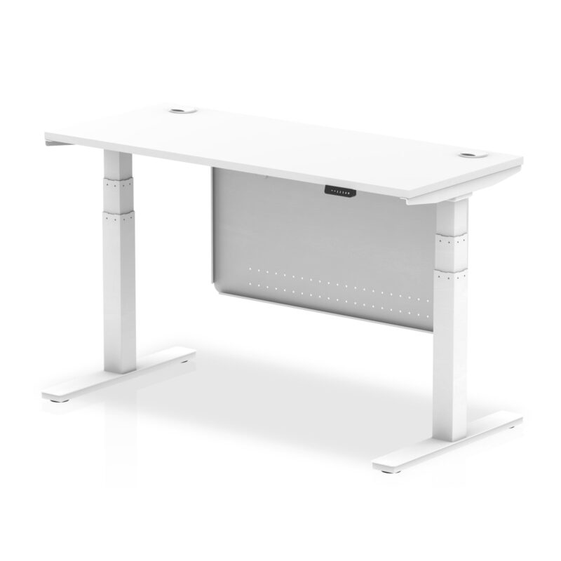 OE - Breeze Height Adjustable Slimline Desk with Cable Ports with Steel Modesty Panel - Image 31
