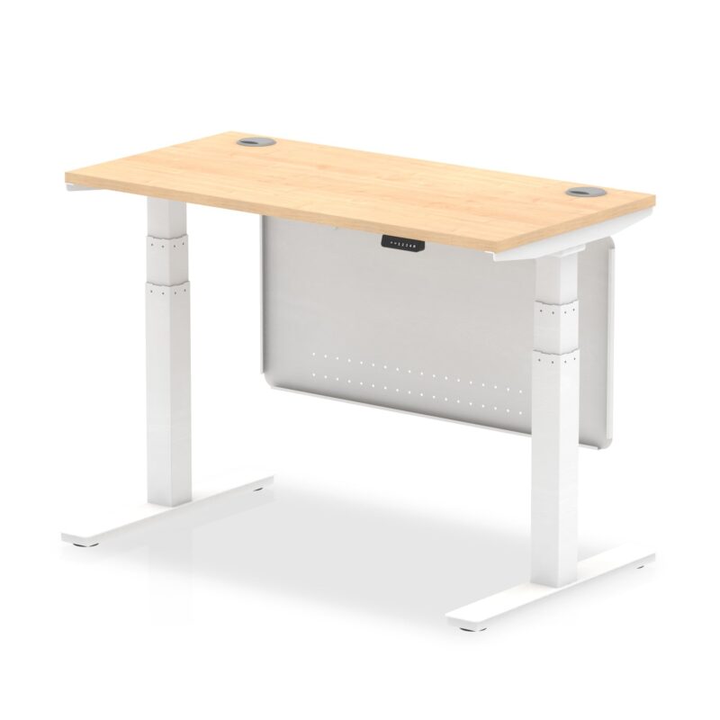 OE - Breeze Height Adjustable Slimline Desk with Cable Ports with Steel Modesty Panel - Image 34
