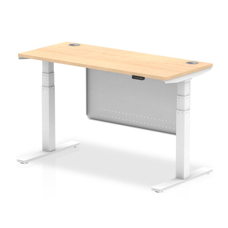 OE - Breeze Height Adjustable Slimline Desk with Cable Ports with Steel Modesty Panel - Image 35