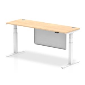 OE - Breeze Height Adjustable Slimline Desk with Cable Ports with Steel Modesty Panel - Image 36