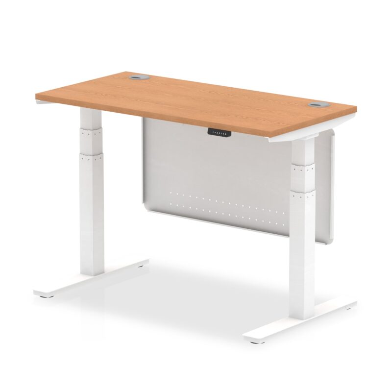 OE - Breeze Height Adjustable Slimline Desk with Cable Ports with Steel Modesty Panel - Image 37