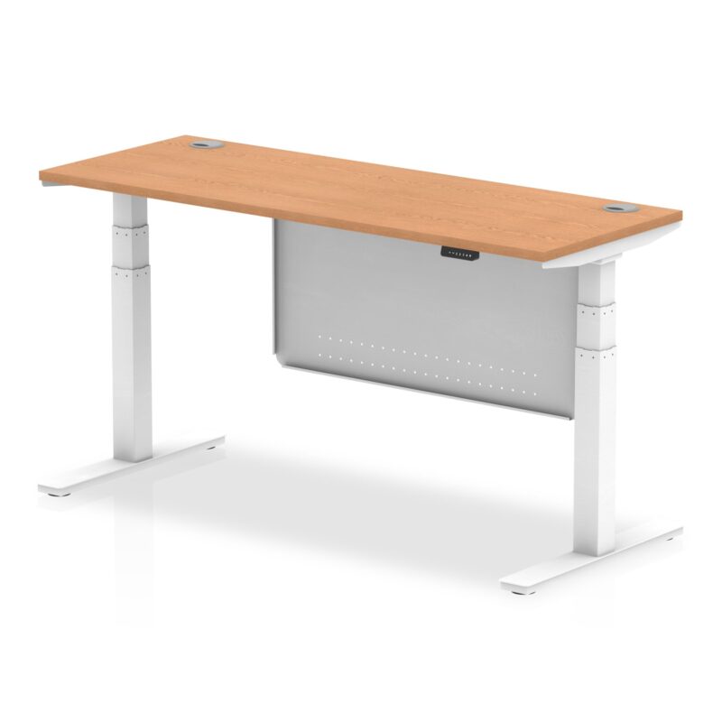 OE - Breeze Height Adjustable Slimline Desk with Cable Ports with Steel Modesty Panel - Image 39