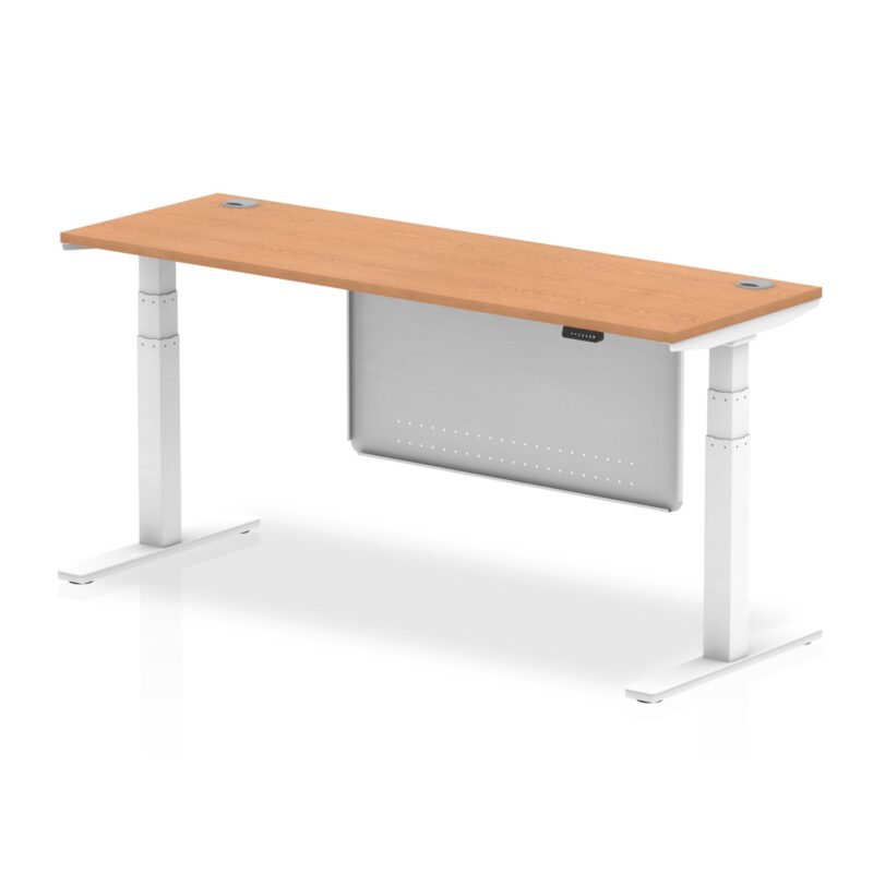 OE - Breeze Height Adjustable Slimline Desk with Cable Ports with Steel Modesty Panel - Image 40