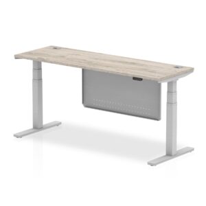 OE - Breeze Height Adjustable Slimline Desk with Cable Ports with Steel Modesty Panel - Image 44