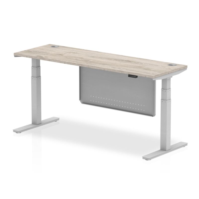 OE - Breeze Height Adjustable Slimline Desk with Cable Ports with Steel Modesty Panel - Image 44