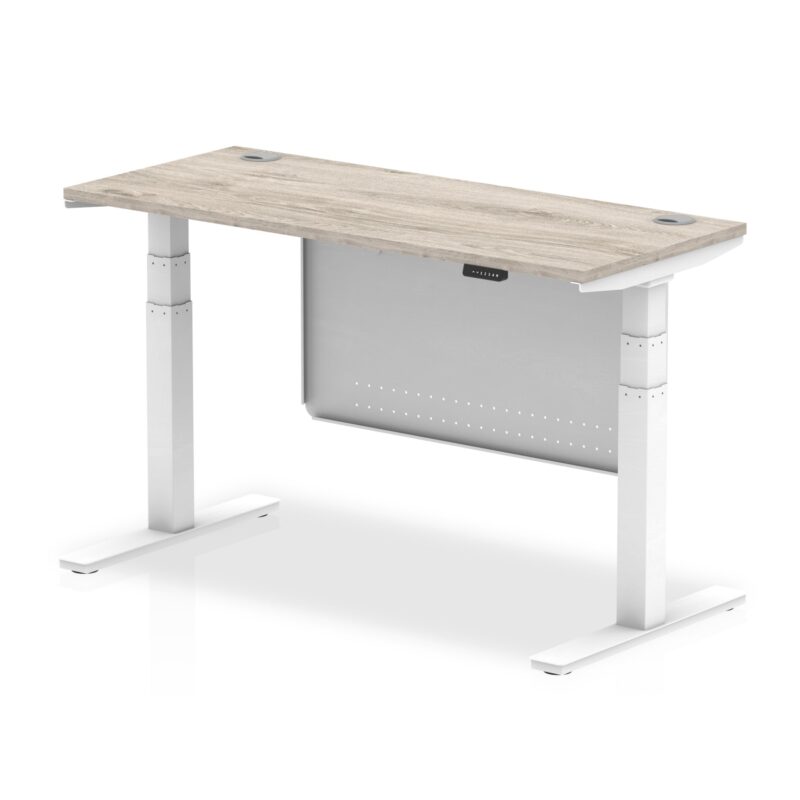 OE - Breeze Height Adjustable Slimline Desk with Cable Ports with Steel Modesty Panel - Image 46