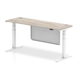 OE - Breeze Height Adjustable Slimline Desk with Cable Ports with Steel Modesty Panel - Image 48