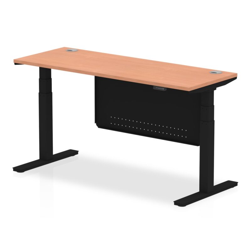 OE - Breeze Height Adjustable Slimline Desk with Cable Ports with Steel Modesty Panel - Image 50