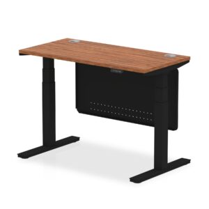OE - Breeze Height Adjustable Slimline Desk with Cable Ports with Steel Modesty Panel - Image 52