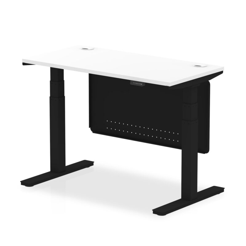 OE - Breeze Height Adjustable Slimline Desk with Cable Ports with Steel Modesty Panel - Image 56