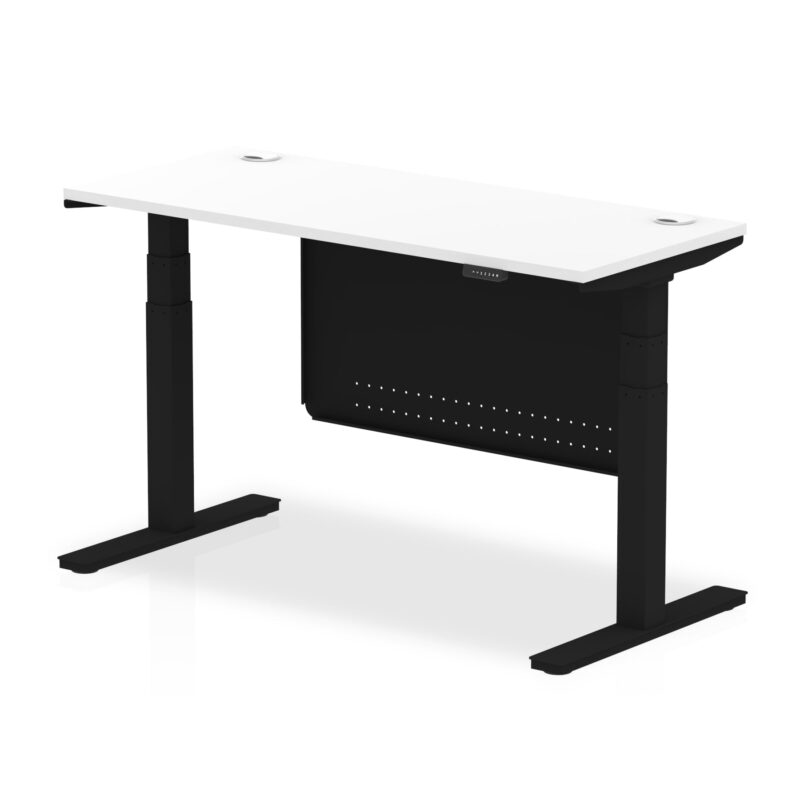 OE - Breeze Height Adjustable Slimline Desk with Cable Ports with Steel Modesty Panel - Image 57