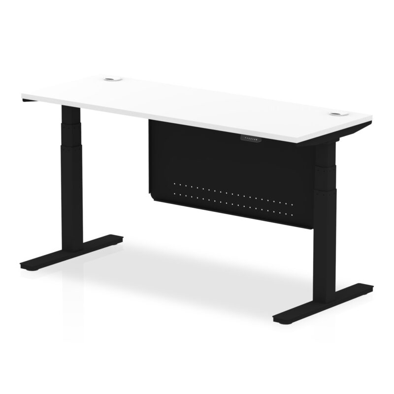 OE - Breeze Height Adjustable Slimline Desk with Cable Ports with Steel Modesty Panel - Image 58