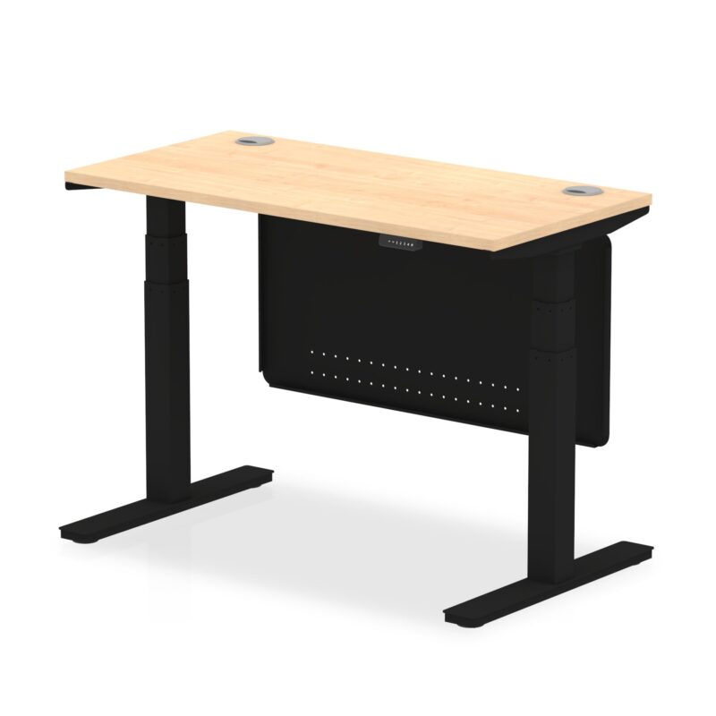 OE - Breeze Height Adjustable Slimline Desk with Cable Ports with Steel Modesty Panel - Image 60