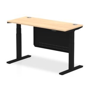 OE - Breeze Height Adjustable Slimline Desk with Cable Ports with Steel Modesty Panel - Image 61