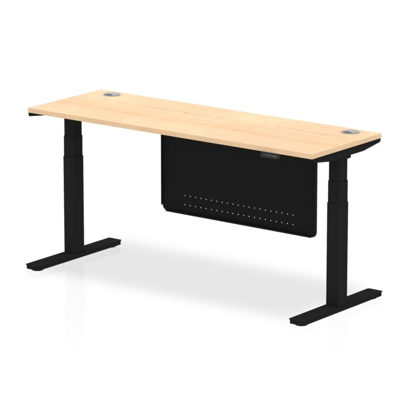 OE - Breeze Height Adjustable Slimline Desk with Cable Ports with Steel Modesty Panel - Image 63