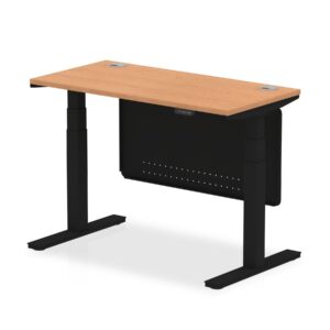 OE - Breeze Height Adjustable Slimline Desk with Cable Ports with Steel Modesty Panel - Image 64