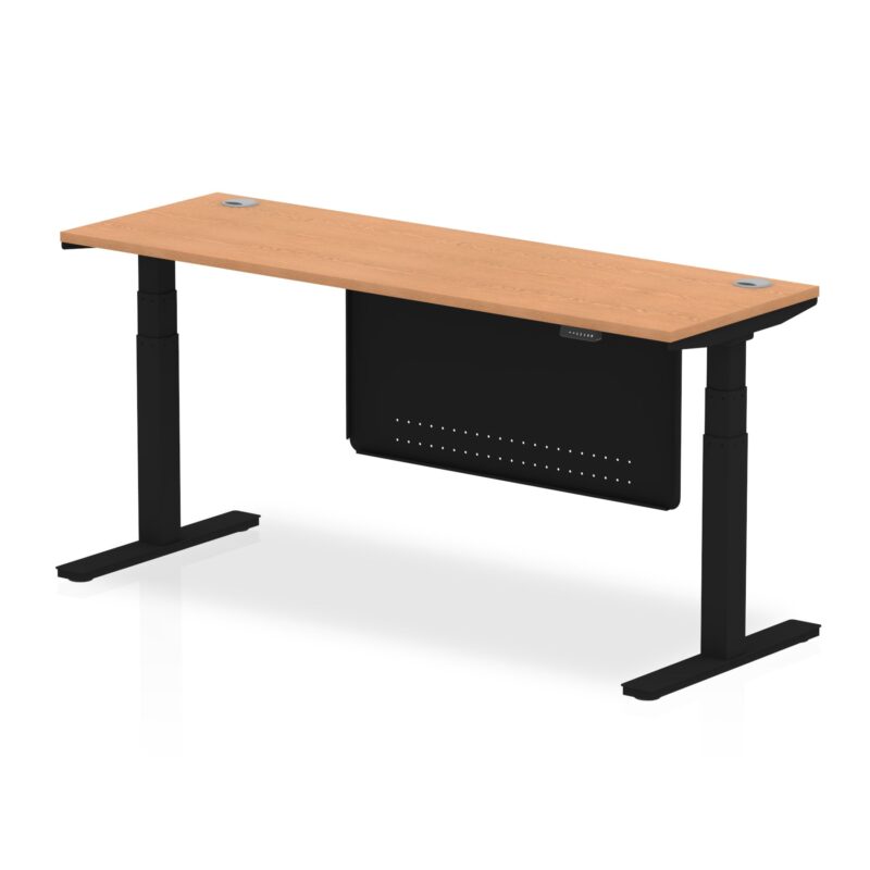 OE - Breeze Height Adjustable Slimline Desk with Cable Ports with Steel Modesty Panel - Image 67