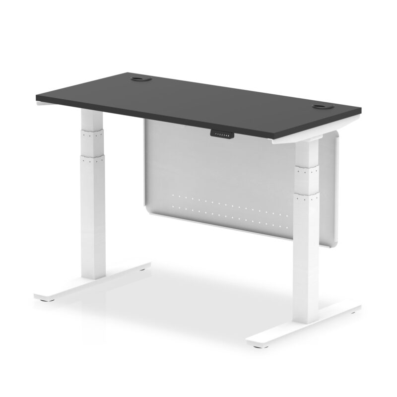 OE - Breeze Height Adjustable Slimline Desk with Cable Ports with Steel Modesty Panel - Image 74