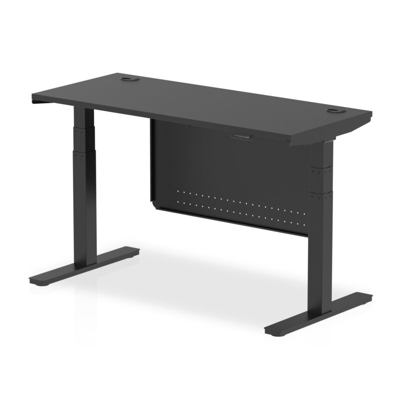 OE - Breeze Height Adjustable Slimline Desk with Cable Ports with Steel Modesty Panel - Image 75